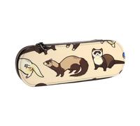 DCEHGEW Planet Prints Trousse à crayons en cuir avec emplacements pour stylos, coque rigide élégante pour l'école, le bureau, les voyages, cadeau pour étudiants, hommes et femmes, Furet poilu., One