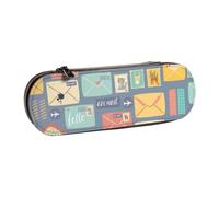 DCEHGEW Red Line Trousse à crayons en cuir avec emplacements pour stylos, étui rigide élégant pour l'école, le bureau, les voyages, cadeau pour étudiants, hommes et femmes, Papeterie postale., One