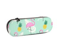 DCEHGEW Red Line Trousse à crayons en cuir avec emplacements pour stylos, étui rigide élégant pour l'école, le bureau, les voyages, cadeau pour étudiants, hommes et femmes, Flamant rose ananas., One
