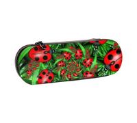 DCEHGEW Red Line Trousse à crayons en cuir avec emplacements pour stylos, étui rigide élégant pour l'école, le bureau, les voyages, cadeau pour étudiants, hommes et femmes, Coccinelle - Rouge, One
