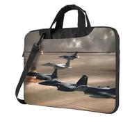 DCEHGEW Sac à bandoulière imprimé avion de guerre pour ordinateur portable, triple couche de protection, résistant aux chocs, pour homme et femme, Noir , 14 inch