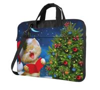 DCEHGEW Sac à bandoulière pour ordinateur portable avec motif de chat mignon chantant des chants de Noël, triple couche de protection, résistant aux chocs, pour homme et femme, Noir , 13 inch
