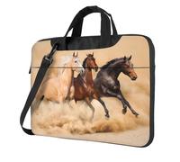 DCEHGEW Sac à bandoulière pour ordinateur portable avec trois chevaux de course imprimés, triple couche de protection, résistant aux chocs, sac à bandoulière pour ordinateur portable pour homme et