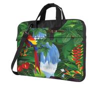 DCEHGEW Sac à bandoulière pour ordinateur portable imprimé ara et toucan perché des forêts tropicales américaines, triple couche de protection antichoc pour ordinateur portable pour homme et femme