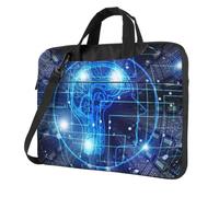 DCEHGEW Sac à bandoulière pour ordinateur portable imprimé cerveau intelligence artificielle, triple couche de protection antichoc pour ordinateur portable pour homme et femme, Noir , 13 inch
