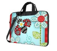 DCEHGEW Sac à bandoulière pour ordinateur portable imprimé coccinelle, triple couche de protection antichoc pour ordinateur portable pour homme et femme, Noir , 14 inch