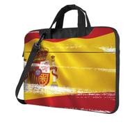 DCEHGEW Sac à bandoulière pour ordinateur portable imprimé drapeau de l'Espagne, triple couche de protection antichoc pour ordinateur portable pour homme et femme, Noir , 15.6 inch