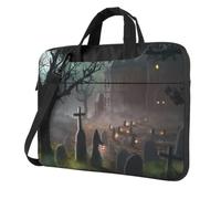 DCEHGEW Sac à bandoulière pour ordinateur portable imprimé horreur d'Halloween, triple couche de protection antichoc pour ordinateur portable pour homme et femme, Noir , 14 inch