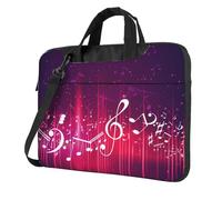 DCEHGEW Sac à bandoulière pour ordinateur portable imprimé notes de musique, triple couche de protection antichoc pour ordinateur portable pour homme et femme, Noir , 15.6 inch