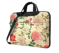 DCEHGEW Sac à bandoulière pour ordinateur portable imprimé pivoines roses et blanches, triple couche de protection, résistant aux chocs, pour homme et femme, Noir , 13 inch