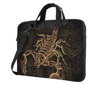DCEHGEW Sac à bandoulière pour ordinateur portable imprimé scorpion doré, triple couche de protection antichoc pour ordinateur portable pour homme et femme, Noir , 15.6 inch