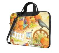DCEHGEW Sac à bandoulière pour ordinateur portable imprimé tournesols citrouilles ferme, triple couche de protection antichoc pour ordinateur portable pour homme et femme, Noir , 13 inch