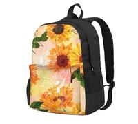 DCEHGEW Sac à dos de voyage léger pour ordinateur portable avec imprimé marbre noir texturé pour la randonnée et une utilisation décontractée, Magnifique tournesol., One Size, Sac à dos de voyage