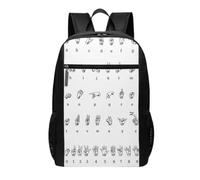 DCEHGEW Sac à dos de voyage pour ordinateur portable avec drapeau de l'Espagne - Léger - Pour l'école, la randonnée, Alphabet en langue des signes 1, One Size, Sac à dos de voyage