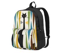 DCEHGEW Sac à dos de voyage pour ordinateur portable avec imprimé dauphin, sac d'école léger pour la randonnée et une utilisation décontractée, Chat art moderne du milieu du siècle, One Size, Sac à