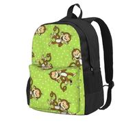 DCEHGEW Sac à dos de voyage pour ordinateur portable avec imprimé renard peint à la main, sac d'école léger pour la randonnée et une utilisation décontractée, Green Clever Monkey, One Size, Sac à dos
