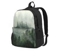 DCEHGEW Sac à dos de voyage pour ordinateur portable avec imprimé renard peint à la main, sac d'école léger pour la randonnée et une utilisation décontractée, Paysage d'arbre vert, One Size, Sac à dos