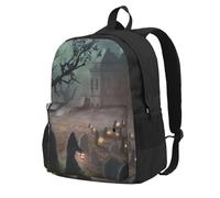DCEHGEW Sac à dos de voyage pour ordinateur portable avec imprimé renard peint à la main, sac d'école léger pour la randonnée et une utilisation décontractée, Horreur d'Halloween., One Size, Sac à dos