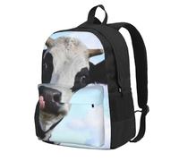 DCEHGEW Sac à dos de voyage pour ordinateur portable imprimé animal de la ferme, sac d'école léger pour la randonnée et une utilisation décontractée, Jolie vache sous les nuages blancs, One Size, Sac