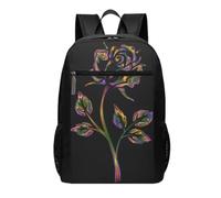 DCEHGEW Sac à dos de voyage pour ordinateur portable imprimé animal de la ferme - Sac d'école léger pour sac à dos décontracté, sac à dos de randonnée, Fleurs noires et dorées, One Size, Sac à dos de