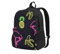 DCEHGEW Sac à dos de voyage pour ordinateur portable imprimé en 3D, sac d'école léger pour la randonnée et une utilisation décontractée, Ananas Banana Flamingo, One Size, Sac à dos de voyage