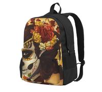 DCEHGEW Sac à dos de voyage pour ordinateur portable imprimé patte de chien, sac d'école léger pour la randonnée et une utilisation décontractée, Day of the Dead Sugar Horror Skull Face Art, One Size