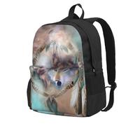 DCEHGEW Sac à dos de voyage pour ordinateur portable imprimé squelette esthétique, sac d'école léger pour la randonnée et une utilisation décontractée, Attrape-rêves loup., One Size, Sac à dos de
