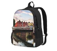 DCEHGEW Sac à dos de voyage pour ordinateur portable imprimé tracteur dessin animé, sac d'école léger pour la randonnée et l'utilisation décontractée, Pont coucher de soleil Paysage rivière, One Size