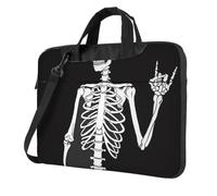 DCEHGEW Sac pour ordinateur portable imprimé tête de mort, triple couche de protection antichoc pour ordinateur portable, sac à bandoulière pour homme et femme, Noir , 14 inch
