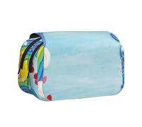 DCEHGEW Sea View Sunset Trousse à crayons avec 2 compartiments, grande capacité, organiseur de papeterie portable pour l'école, les voyages et l'art, Cœur en forme d'étoile arc-en-ciel, One Size