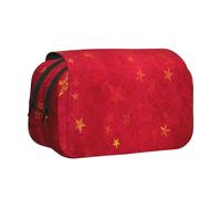 DCEHGEW Sea View Sunset Trousse à crayons avec 2 compartiments, grande capacité, organiseur de papeterie portable pour l'école, les voyages et l'art, Motif étoiles - Rouge, One Size, Cartable