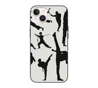 DCEHGEW Silhouettes of Martial Arts Prints Coque de téléphone pour iPhone 14 6,1", coque de téléphone antichoc en TPU, protection intégrale du corps, blanc