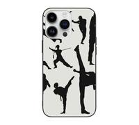 DCEHGEW Silhouettes of Martial Arts Prints Coque de téléphone pour iPhone 14 Pro Max 6,7", coque de téléphone en TPU résistant aux chocs, protection intégrale du corps, blanc
