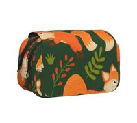 DCEHGEW Trousse à crayons à rabat avec 2 compartiments, grande capacité, organiseur de papeterie portable pour l'école, les voyages et l'art, Adorable renard en forme de fleur, One Size, Cartable