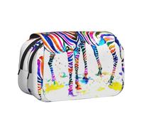 DCEHGEW Trousse à crayons à rabat avec 2 compartiments, grande capacité, organiseur de papeterie portable pour l'école, les voyages et l'art, Motif zèbre arc-en-ciel., One Size, Cartable