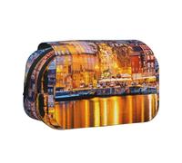DCEHGEW Trousse à crayons à rabat avec 2 compartiments, grande capacité, organiseur de papeterie portable pour l'école, les voyages et l'art, Paysage historique du crépuscule de la vieille ville de