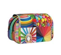 DCEHGEW Trousse à crayons à rabat colorée avec 2 compartiments, grande capacité, organiseur de papeterie portable pour l'école, les voyages et l'art, Puzzle coloré, One Size, Cartable