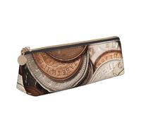 DCEHGEW Trousse à crayons avec fermeture éclair et motif pingouins mignons - En cuir PVC - Triangle - Trousse de maquillage, Motif de pièce de monnaie, One Size, Cartable
