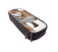 DCEHGEW Trousse à crayons colorée en cuir synthétique avec motif de sucettes et de beignets pour l'école, le bureau, les voyages, la papeterie, cadeau pour femmes, hommes, enfants, Bulldog anglais