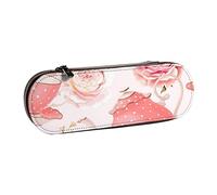 DCEHGEW Trousse à crayons en cuir avec emplacements pour stylos, étui rigide élégant pour l'école, le bureau, les voyages, cadeau pour étudiants, hommes et femmes, Tasses à thé romantiques avec roses