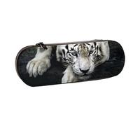 DCEHGEW Trousse à crayons en cuir avec emplacements pour stylos, étui rigide élégant pour l'école, le bureau, les voyages, cadeau pour étudiants, hommes et femmes, Tiger Lie on Rock, One Size