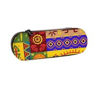 DCEHGEW Trousse à crayons en cuir avec emplacements pour stylos, étui rigide élégant pour l'école, le bureau, les voyages, cadeau pour étudiants, hommes et femmes, Motif national africain., One Size