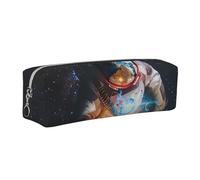 DCEHGEW Trousse à crayons en cuir avec imprimé « Cool Man in Outer Space » - Motif galaxie - Organisateur de papeterie simple - Pochette à stylos - Fermeture éclair dorée, Argenté., One Size, Cartable