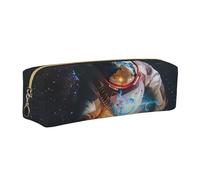 DCEHGEW Trousse à crayons en cuir avec imprimé « Cool Man in Outer Space » - Motif galaxie - Organisateur de papeterie simple - Pochette à stylos - Fermeture éclair dorée, doré, One Size, Cartable