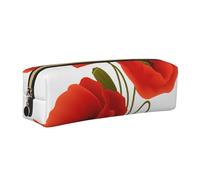 DCEHGEW Trousse à crayons en cuir avec imprimé de coquelicots - Organisateur de papeterie simple - Pochette à stylos - Fermeture éclair dorée, doré, One Size, Cartable