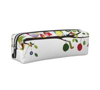 DCEHGEW Trousse à crayons en cuir imprimé chouettes de Noël sur une branche - Organiseur de papeterie simple - Pochette à stylos - Fermeture éclair dorée, Argenté., One Size, Cartable
