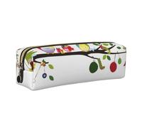 DCEHGEW Trousse à crayons en cuir imprimé chouettes de Noël sur une branche - Organiseur de papeterie simple - Pochette à stylos - Fermeture éclair dorée, doré, One Size, Cartable