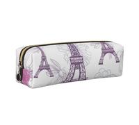 DCEHGEW Trousse à crayons en cuir imprimé Paris Eiffel romantique - Organiseur de papeterie simple - Pochette à stylos - Fermeture éclair dorée, doré, One Size, Cartable