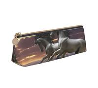 DCEHGEW Trousse à crayons en cuir PVC avec fermeture éclair et motif faisans, Jouer aux chevaux licornes, One Size, Cartable