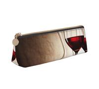 DCEHGEW Trousse à crayons en cuir PVC avec fermeture éclair Motif lys rouges, Tasses à vin rouge, One Size, Cartable
